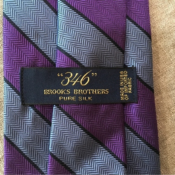 346 Brooks Brothers Neck Tie Men's Purple Blue Striped Pure Silk Made in USA - Picture 4 of 9